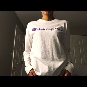 WHITE CHAMPION LONG SLEEVE TOP